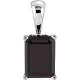 14K White Gold Natural Black Onyx Pendant