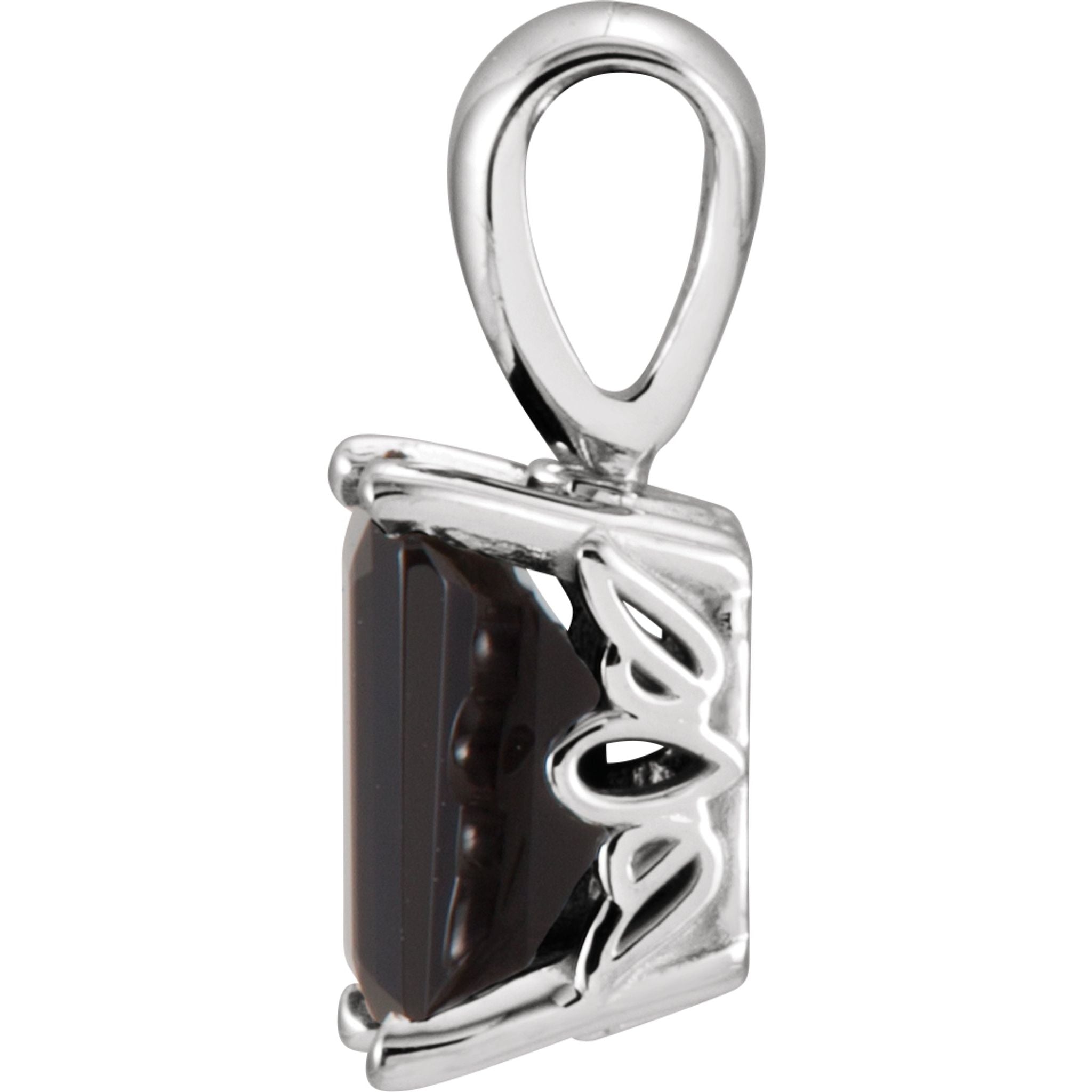 14K White Gold Natural Black Onyx Pendant