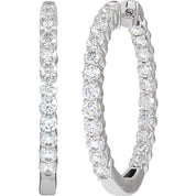 14K White Gold 3 CTW Natural Diamond Inside-Outside Hinged 30 mm Hoop Earrings