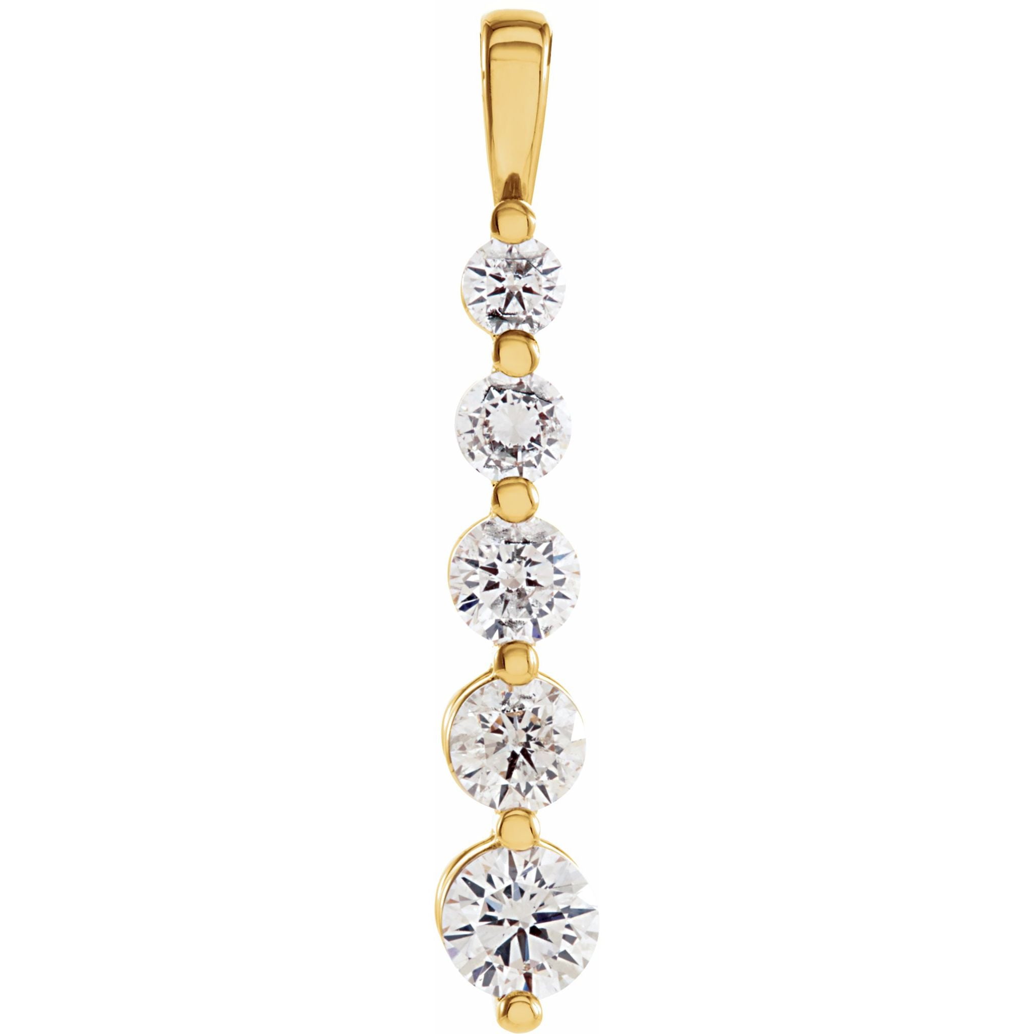 14K Yellow Gold 1 CTW Natural Diamond Journey Graduated Pendant