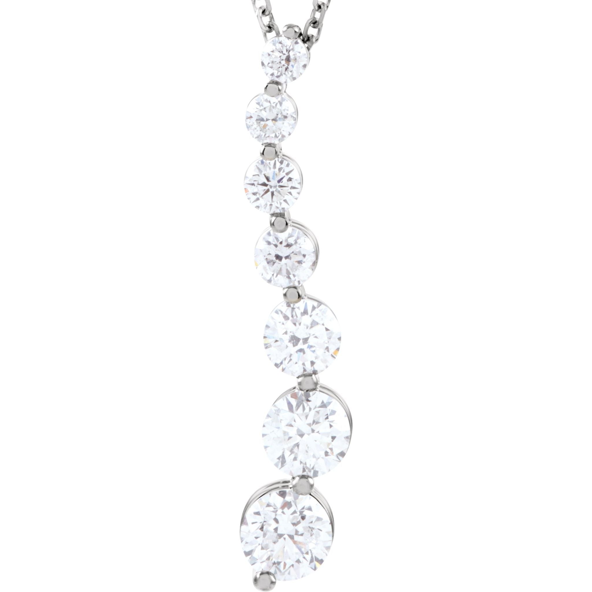 14K White Gold 7/8 CTW Natural Diamond Journey 18" Necklace