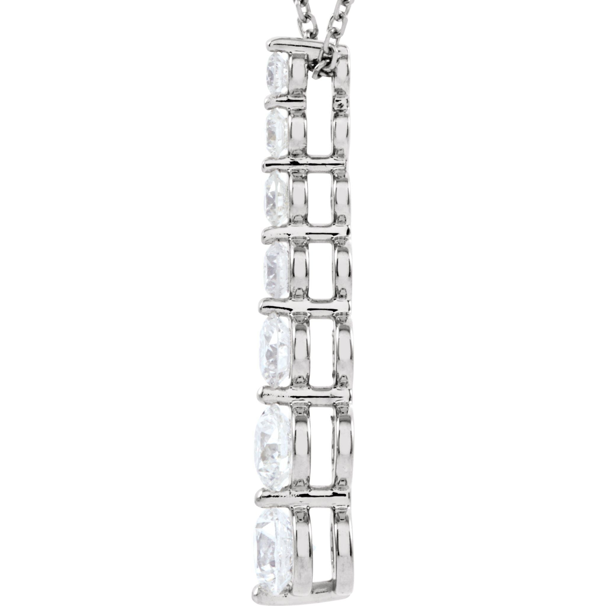 14K White Gold 7/8 CTW Natural Diamond Journey 18" Necklace