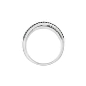 14K White Gold 3/8 CTW Natural Black  White Diamond Criss-Cross Ring