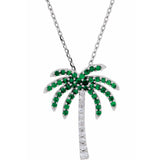 14K White Gold Natural Tsavorite Garnet  .08 CTW Natural Diamond 18" Necklace