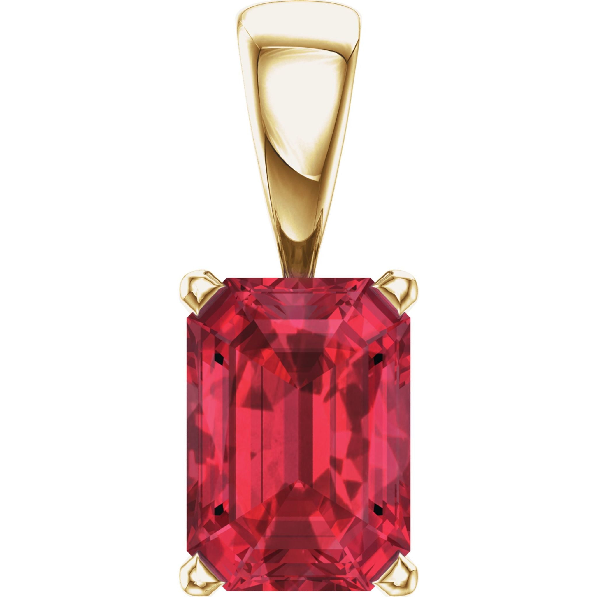 14K Yellow Gold Lab-Grown Ruby Pendant