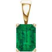 14K Yellow Gold Lab-Grown Emerald Pendant