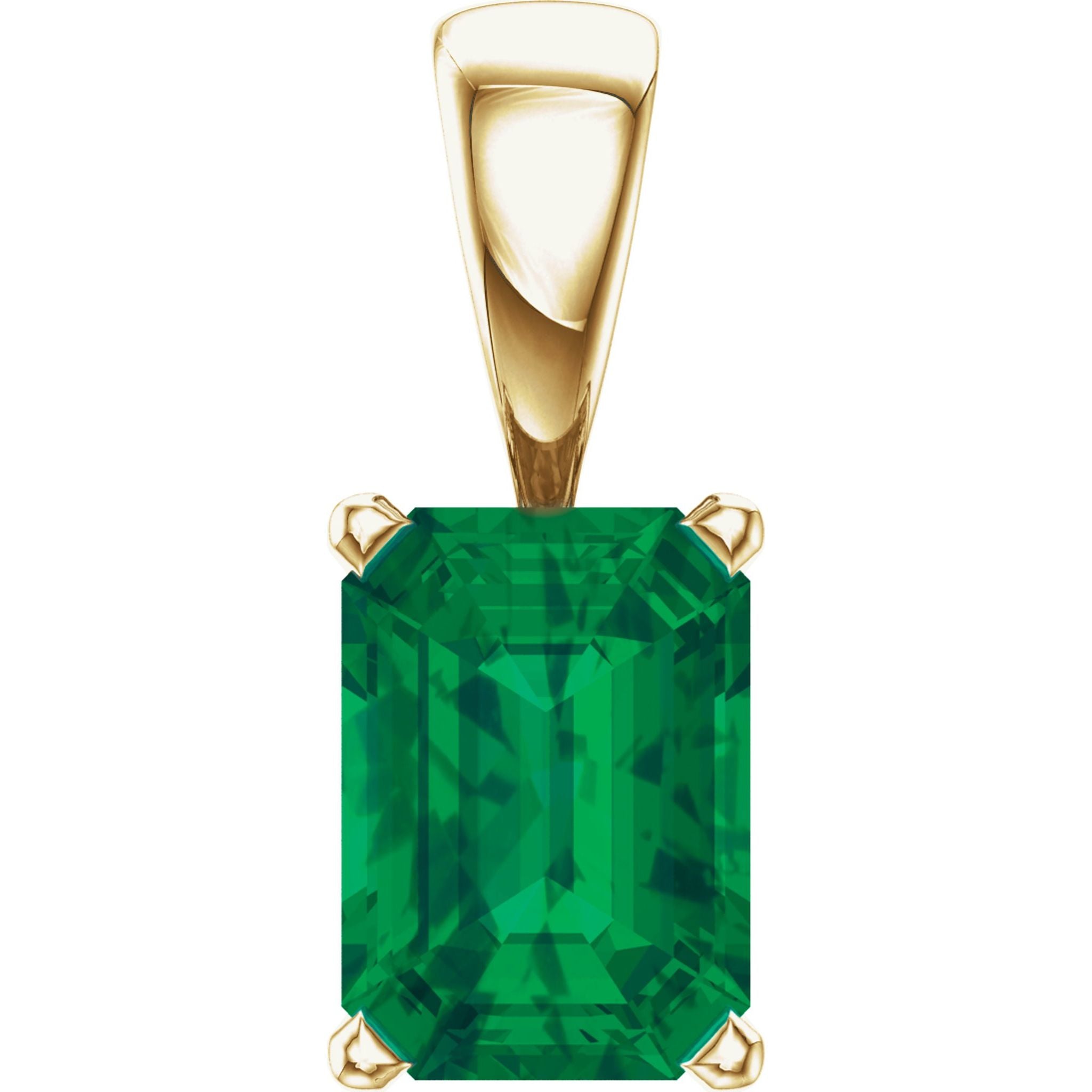 14K Yellow Gold Lab-Grown Emerald Pendant