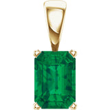 14K Yellow Gold Lab-Grown Emerald Pendant