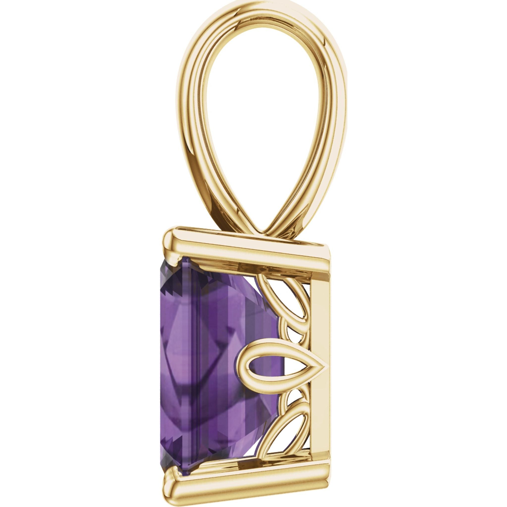 14K Yellow Gold Natural Amethyst Pendant