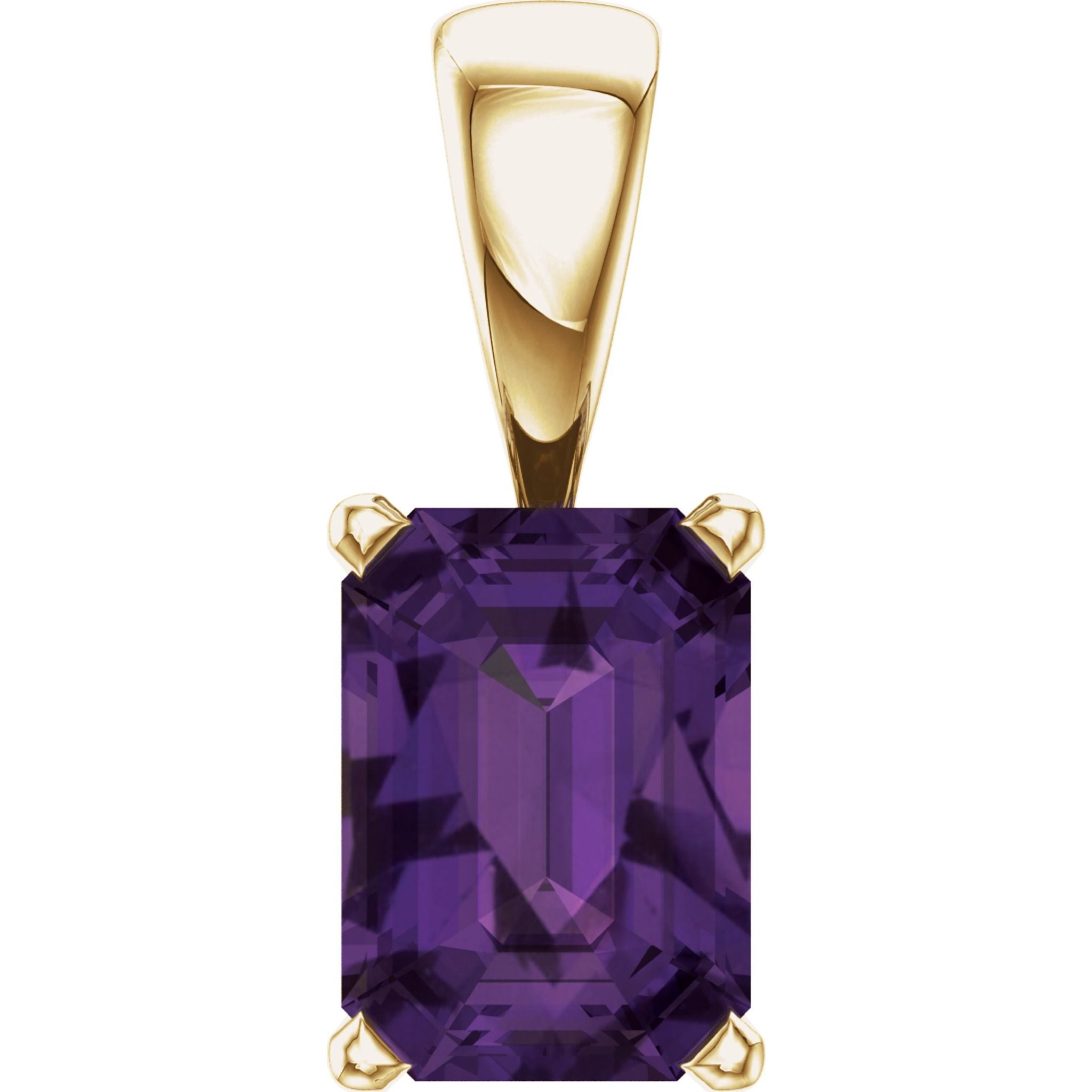 14K Yellow Gold Natural Amethyst Pendant