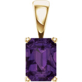 14K Yellow Gold Natural Amethyst Pendant