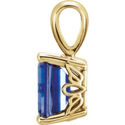 14K Yellow Gold Lab-Grown Blue Sapphire Pendant