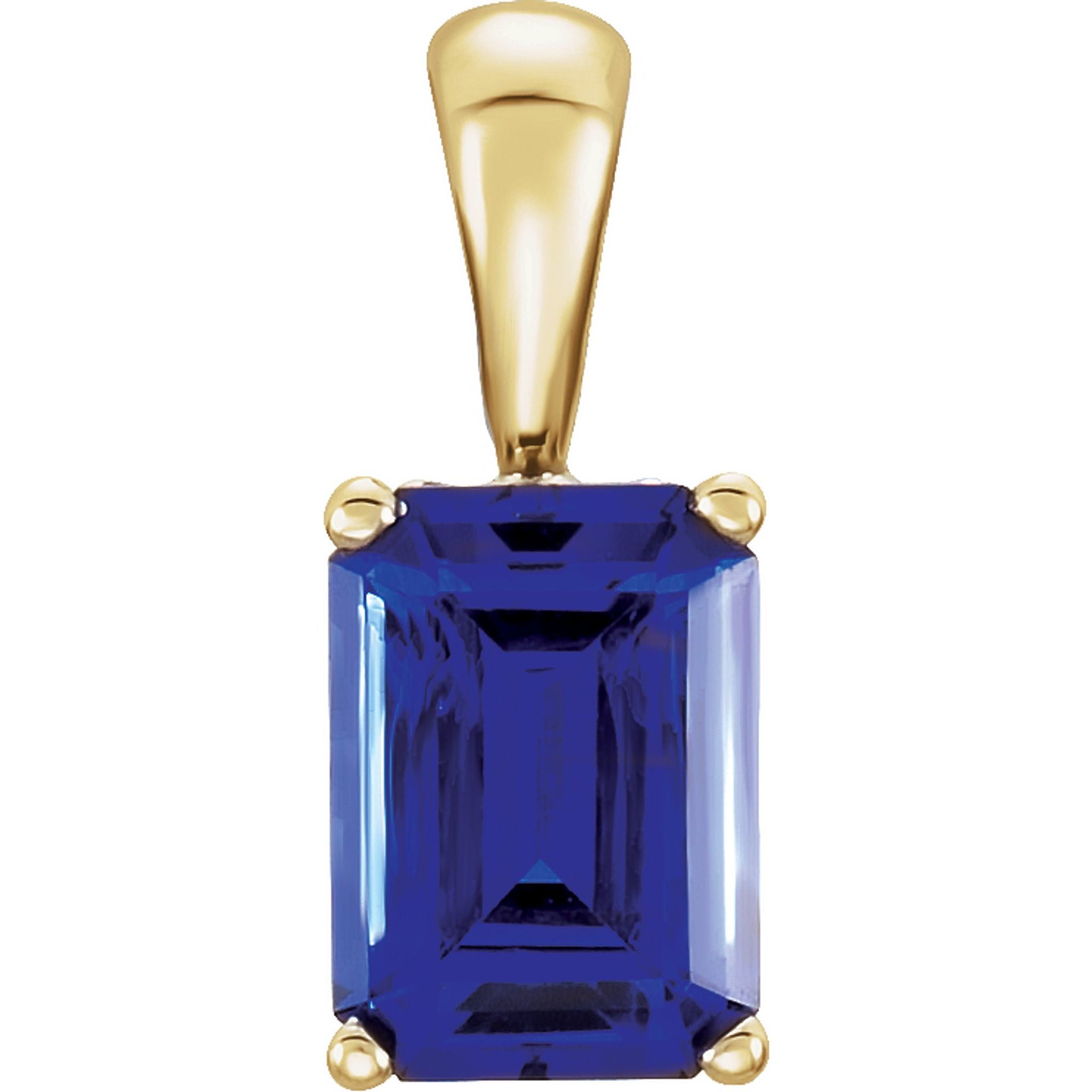 14K Yellow Gold Lab-Grown Blue Sapphire Pendant