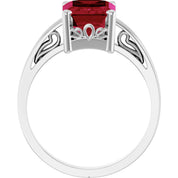 14K White Gold Lab-Grown Ruby Scroll SettingÂ® Ring