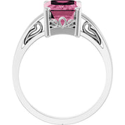 14K White Gold Natural Pink Tourmaline Scroll SettingÂ® Ring