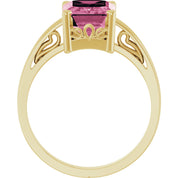 14K Yellow Gold Natural Pink Tourmaline Scroll SettingÂ® Ring
