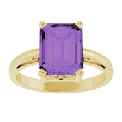 14K Yellow Gold Natural Amethyst Scroll SettingÂ® Ring
