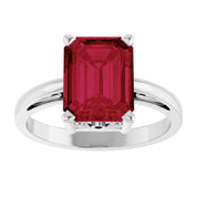14K White Gold Lab-Grown Ruby Scroll SettingÂ® Ring