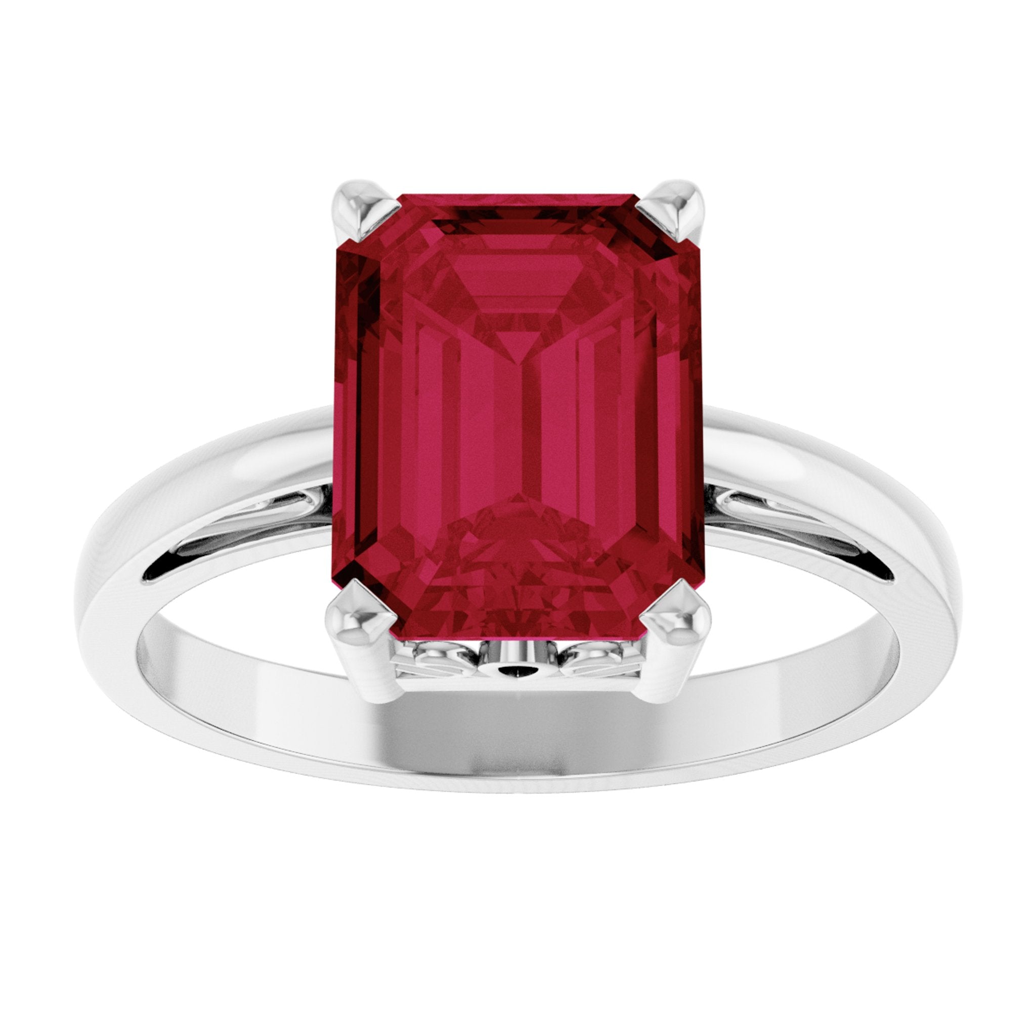 14K White Gold Lab-Grown Ruby Scroll SettingÂ® Ring