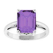 14K White Gold Natural Amethyst Scroll SettingÂ® Ring