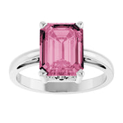 14K White Gold Natural Pink Tourmaline Scroll SettingÂ® Ring
