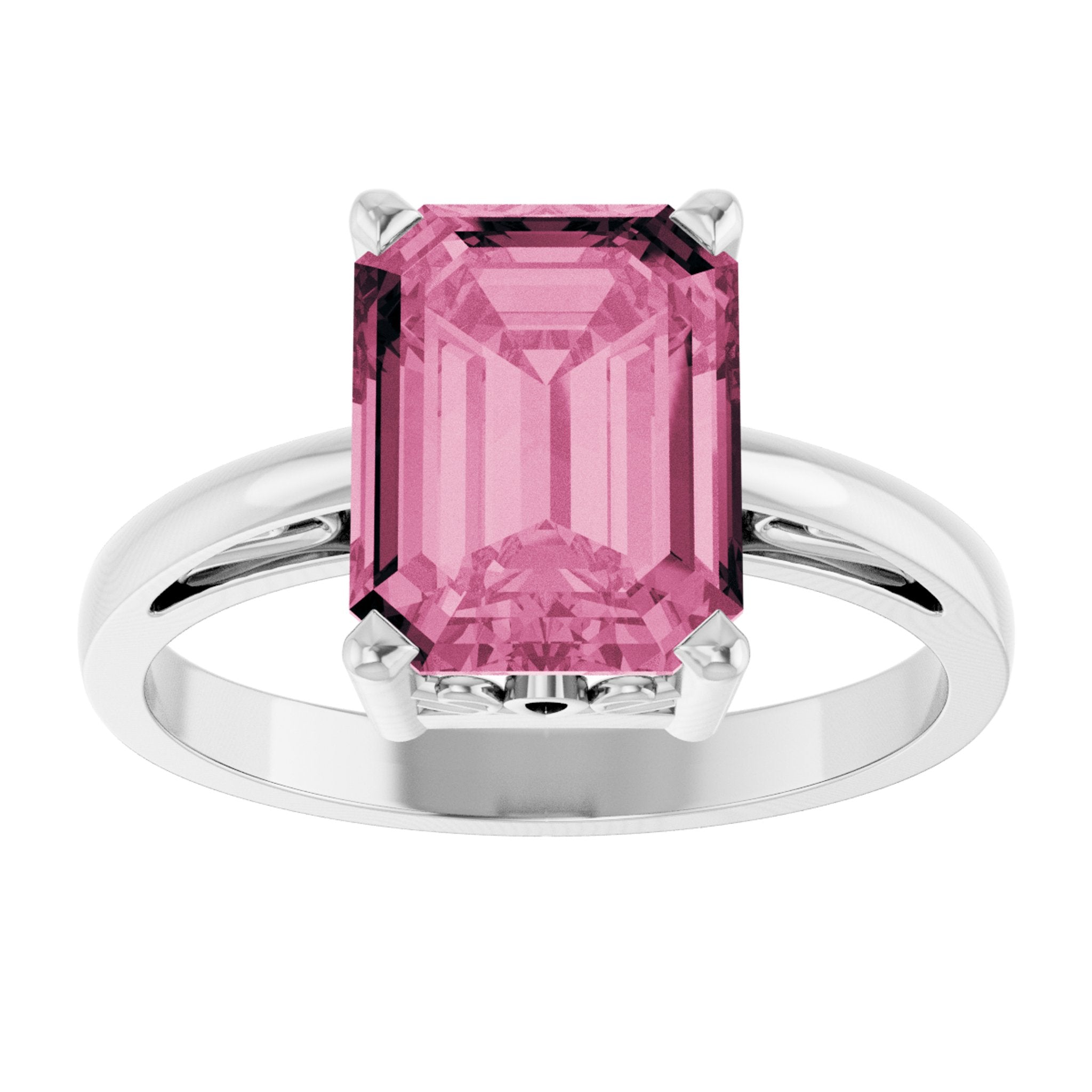 14K White Gold Natural Pink Tourmaline Scroll SettingÂ® Ring