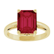 14K Yellow Gold Lab-Grown Ruby Scroll SettingÂ® Ring