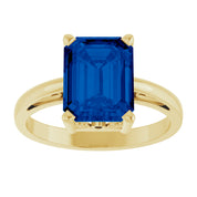 14K Yellow Gold Lab-Grown Blue Sapphire Scroll SettingÂ® Ring
