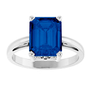 14K White Gold Lab-Grown Blue Sapphire Scroll SettingÂ® Ring