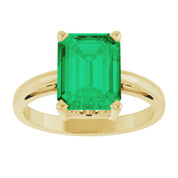 14K Yellow Gold Lab-Grown Emerald Scroll SettingÂ® Ring