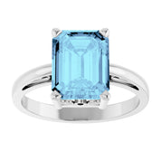 14K White Gold Natural Aquamarine Scroll SettingÂ® Ring