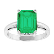 14K White Gold Lab-Grown Emerald Scroll SettingÂ® Ring