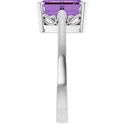 14K White Gold Natural Amethyst Scroll SettingÂ® Ring