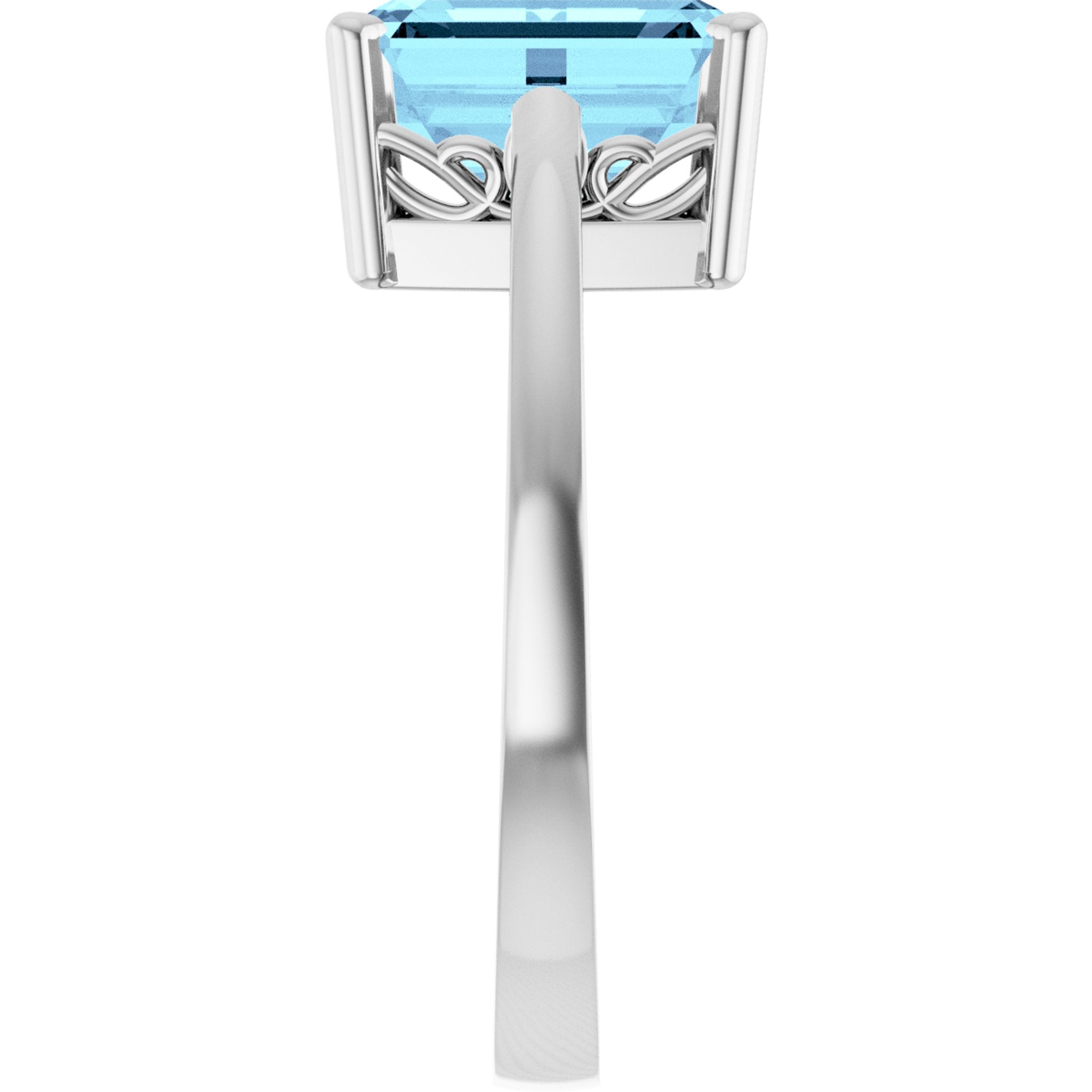 14K White Gold Natural Aquamarine Scroll SettingÂ® Ring