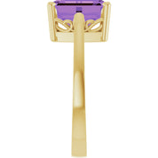 14K Yellow Gold Natural Amethyst Scroll SettingÂ® Ring