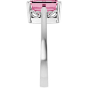 14K White Gold Natural Pink Tourmaline Scroll SettingÂ® Ring