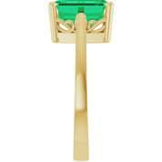 14K Yellow Gold Lab-Grown Emerald Scroll SettingÂ® Ring
