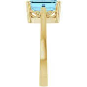 14K Yellow Gold Natural Aquamarine Scroll SettingÂ® Ring