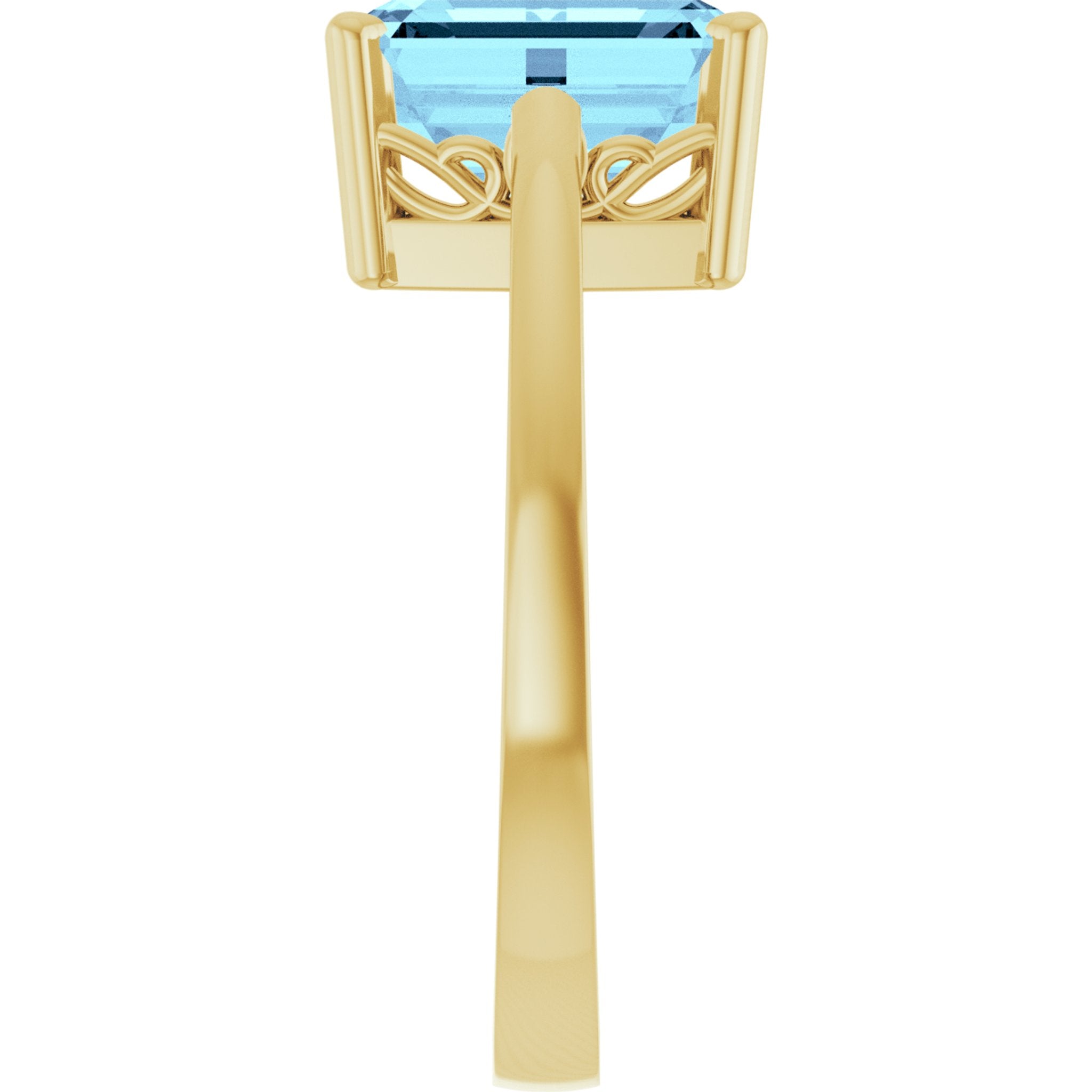 14K Yellow Gold Natural Aquamarine Scroll SettingÂ® Ring