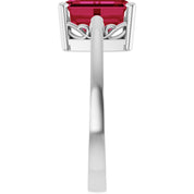 14K White Gold Lab-Grown Ruby Scroll SettingÂ® Ring