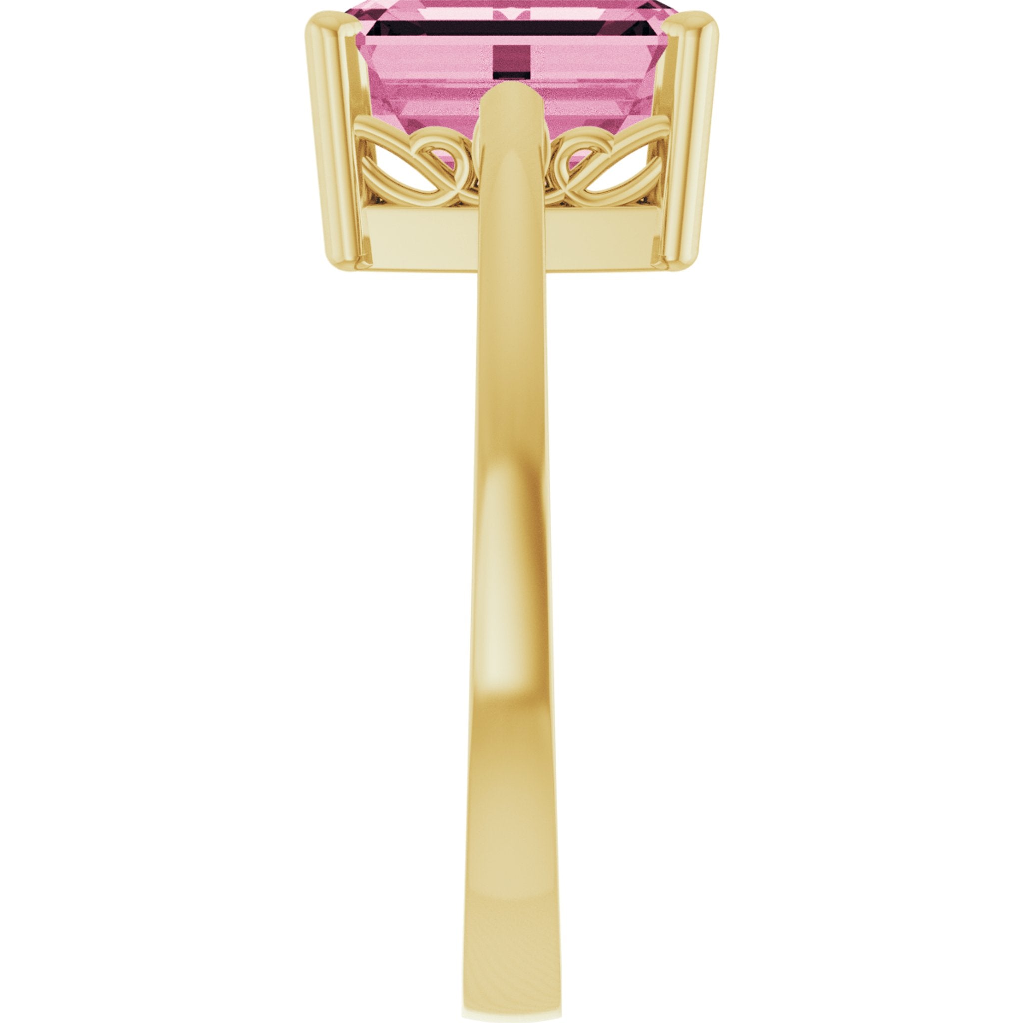 14K Yellow Gold Natural Pink Tourmaline Scroll SettingÂ® Ring