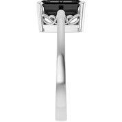 14K White Gold Natural Black Onyx Scroll SettingÂ® Ring