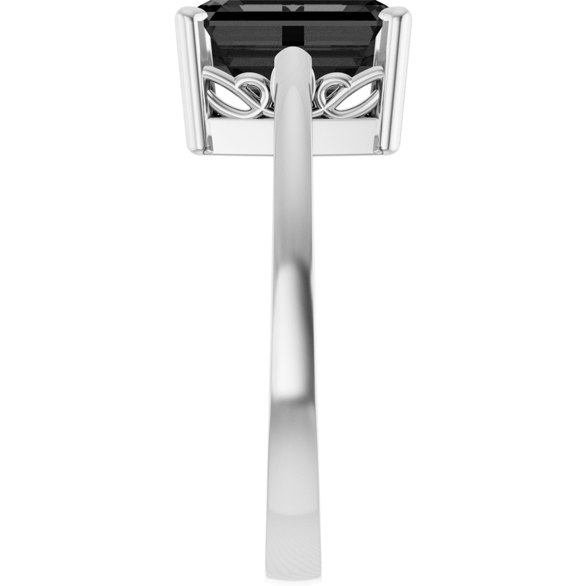 14K White Gold Natural Black Onyx Scroll SettingÂ® Ring