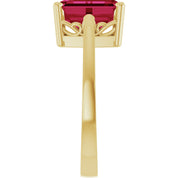 14K Yellow Gold Lab-Grown Ruby Scroll SettingÂ® Ring