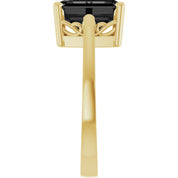 14K Yellow Gold Natural Black Onyx Scroll SettingÂ® Ring