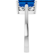 14K White Gold Lab-Grown Blue Sapphire Scroll SettingÂ® Ring