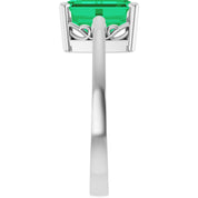 14K White Gold Lab-Grown Emerald Scroll SettingÂ® Ring