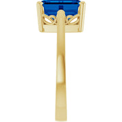 14K Yellow Gold Lab-Grown Blue Sapphire Scroll SettingÂ® Ring