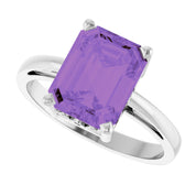 14K White Gold Natural Amethyst Scroll SettingÂ® Ring