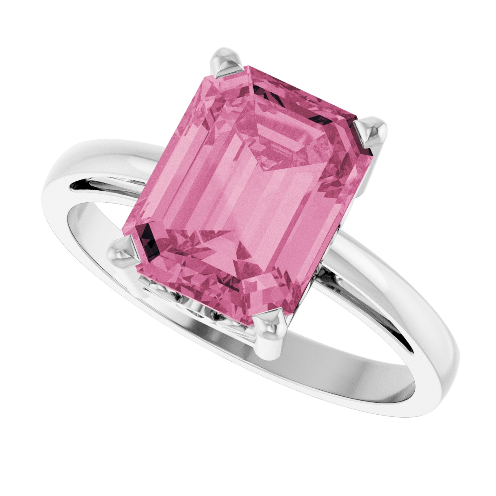 14K White Gold Natural Pink Tourmaline Scroll SettingÂ® Ring